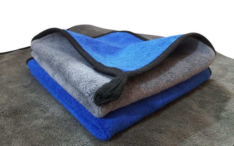 800 gsm microfiber car cloths 2pcs blue and gray