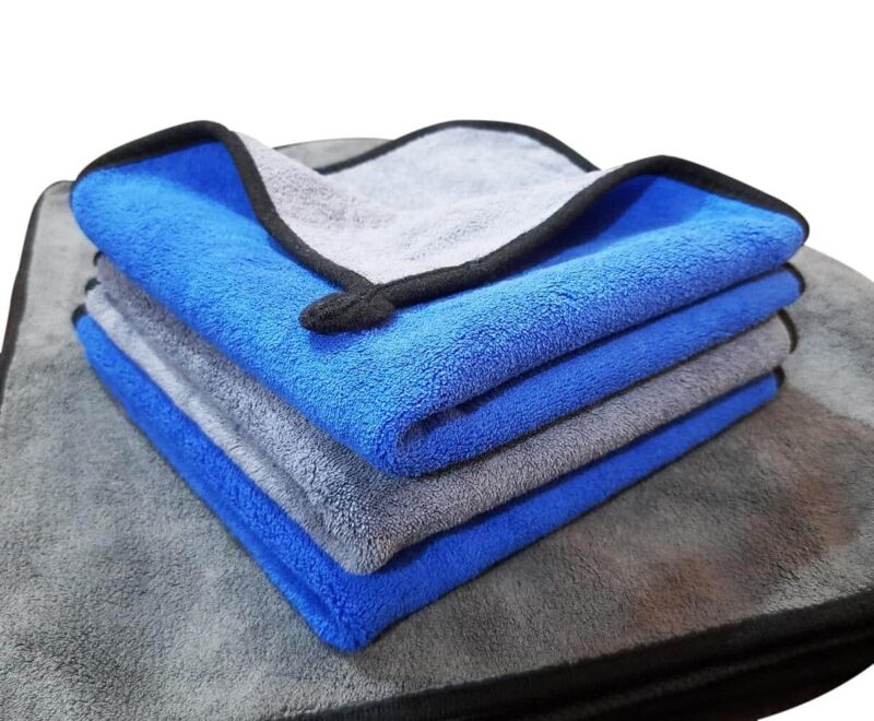 dual side coral fleece microfiber 800 gsm blue and gray dual colour 3 clothes