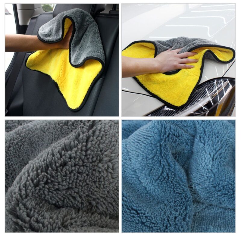 demo of microfiber cloth used as car cleaning