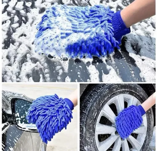 demo image for showing usage of car wash mitt glove a male hand cleaning car tyre car body using wash microfiber wash mitt